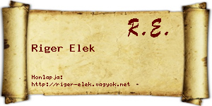 Riger Elek névjegykártya